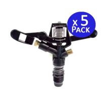 Suinga - Pack 5 Aspersores Circulares 3/4' Boquilla Latón, Alcance 13 A 18 Metros, Riego Eficiente