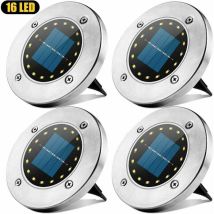Outdoor Solar Light With 16 Leds - Ip65 Waterproof Solar Spotlight For Garden, Patio, Yard, Lawn - Pack Of 4