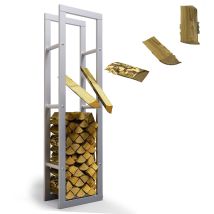 Lawa Living And Lifestyle - Kaminholzregal Innen Metall Verzinkt 40x25x150 Silber, Stapelhilfe Kaminholz Brennholz Regal Für Feuer Holz Holzlege