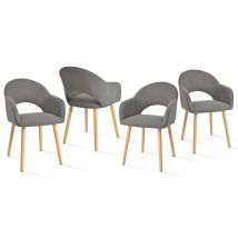 Bequeme Esszimmerstühle Mit Halbmondförmigem Rückenlehne Und Ergonomischen Armlehnen, Perfekte Kombination Aus Unterstützung Und Stil - 4er Set - Grau