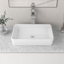 Aufsatzwaschbecken Deervalley, Rechteckig Aus Keramik Für Badezimmer-waschtische – Weiß – 50,5 X 34 X 11 Cm, Dv-1v032