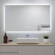 Ocean Sanitaire – Miroir Lumineux De Salle De Bain 120x70cm – Anti-buée – 3 Couleurs – Dimmable – Installation Horizontale – Ip44
