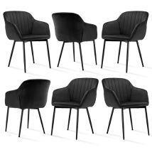 Minimalistische Esszimmerstühle Mit Breiter Sitzfläche Und Ergonomischen Armlehnen, Kombination Aus Komfort Und Eleganz - 6er Set - Schwarz - 