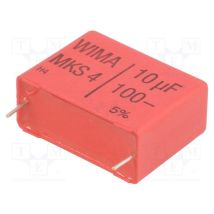 Condensatore in poliestere 10μF 100V – Capacità 10μF – Tensione 100V – Dimensioni 13x24x31.5mm – Wima