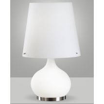 Lampada Da Tavolo Ade Design In Metallo E Vetro Soffiato, Doppia Accensione, Attacco E14 40w E E27 100w, Bianco, Codice Prodotto: 2533-35-102