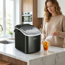 Machine À Glaçons Silonn (noir) - 9 Glaçons En 6 Min, 12 Kg/24h, Autonettoyante, 2 Tailles De Glaçons/ Compacte Pour Cuisine, Bureau, Bar & Fêtes