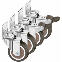 Juego De 4 Ruedas Giratorias De 50 Mm, 100 Kg, Tipo L, Con Freno, Rotación De 360°, Para Uso Interior Y Exterior (2 Ruedas Con Freno, 2 Ruedas Sin 