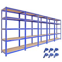 Scaffale Da Garage Ad Incastro T-rax Scaffali Per Garage Scaffalature Officina In Acciaio E Mdf Senza Bulloni Mensole Per Garage - Blu - 90cm X 45cm -