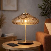 Lampe À Poser Led Cyrus Verre Ambré Métal 40x40x53cm
