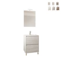 Arati Bath&shower - Mobile Bagno Lisbona Rovere Grigio, Completo Di Lavabo,