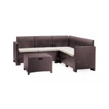 Bica - Set Salotto Da Esterno, Set Da Giardino Con Cuscini, Salottino Indoor E Outdoor Effetto Rattan, 100% Made In Italy, Marrone