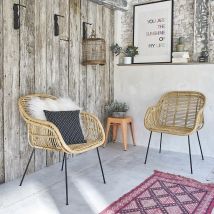 Berah Getah - Chaise En Rotin Et Métal (lot De 2)