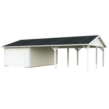 Garage En Bois Roger 19,0+33,2 M2 Porte Bois Peint Blanc