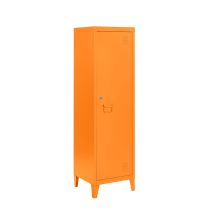 Orange Metal 2 Shelve Locker Cabinet, 1 Door Storage Cupboard For Home Or Office