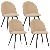 Esszimmerstühle Mit Samt-bezug 4er Set Capo, Beige - Stilvolles Vintage Design, Eleganter Polsterstuhl Am Esstisch - Küchenstuhl Oder Stuhl Esszimmer 