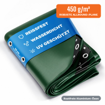 Telo Di Copertura Premium Impermeabile [500x300cm] – Telone Per Autocarro Resistente Ai Raggi Uv [450 G/m²] Con Occhielli, Telo In Pvc Per Legno, 