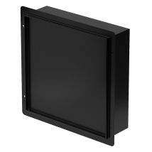 Luxebath Niche De Douche Encastrée En Acier Inoxydable Brossé Avec Porte Carrelable, 25,5x25,5x10 Cm, Noir Mat, Sans Rebord, Étagère Simple Pour 