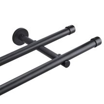 Ctlite - 2 Tringle À Rideau Murale 20 Mm Acier Inoxydable Noir-140 Cm