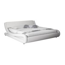 Mb Moebel - Letto Matrimoniale Letto Con Testiera E Rete Struttura Letto Design Bianco Opaco Llegno Ed Ecopelle Modello Alessia Per Materasso 180x200