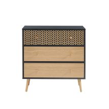 Cassettiera Nasturzio Nero E Effetto Rovere 78 Cm - Baïta
