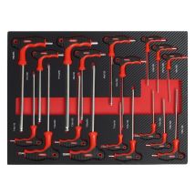 Profi Werkzeugeinlage Werkstattwagen 18 Tlg. Innensechskant & Torx Mechaniker Set 51x40x4 Cm Rot