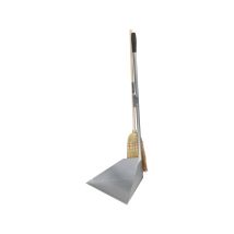 FLORA Kehrschaufel mit Besen – verzinkter Stahl – Aluminiumstiel – 250mm Blatttiefe – 120mm Blatthöhe – 300mm Blattbreite