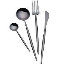 Abert Set 16 Pz Posate Porto Black Acciaio Inox 18/c Pvd Nero