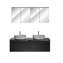 Ensemble Meuble Double Vasques À Poser + Cabinets Miroirs - 160 Cm - Rosario Black - Livraison Gratuite