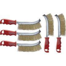 Lot De 5 Brosses Métalliques Avec Fils Ondulés - Longueur 235mm - Grattoir À Main Convexe Avec Poignée En Plastique - Nettoyage/décapage/peinture/