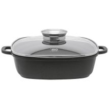 ELO Servierpfanne Alucast Dur Select 28 cm mit Glasdeckel – Aluminiumguss – Antihaftbeschichtung – 3,6 Liter – Backofengeeignet bis 240°C