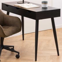 Furniture To Go - Bureau 3 Tiroirs 110x50x77,1 Cm Décor Noir - Stolk
