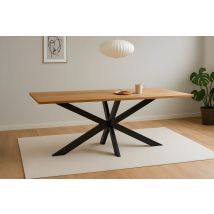 Esstisch Baumkante Massiv Eiche Geölt 200 X 100 Cm Spider-gestell Schwarz Salvador