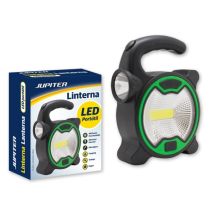 Jupiter - Taschenlampe Cob+1 Led - Scheinwerferbirne 160lm, Scheinwerfer Led 60lm - Betrieb Mit 3 Batterien Aa (nicht Enthalten) - Farbe Schwarz/grün