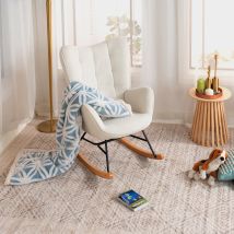 Meubles Cosy - Sillón Escandinavo Con Cómodo Respaldo Y Reposabrazos En Esponja De Piel De Oveja Sintética Con Costuras.