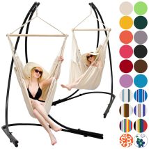 Supporto Amaca Con Xxl Sedia Sospesa 360° Poltrona Dondolo Giardino Strisce Marroni