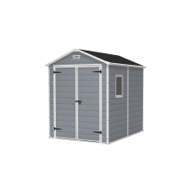 Keter Caseta De Jardín Manor 6x8 Cobertizo De Almacenamiento Exterior Madera Acero Metal Resina 186cmx237cmx227cm Wxdxh