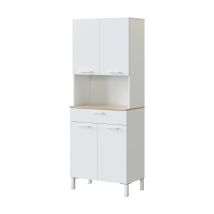 Mehrzweck-schrank Chandler, Hilfsküchenschrank, Sideboard Mit 4 Türen Und 1 Schublade Mit Einlegeböden, Kleiderschrank Öffnen, Cm 72x40h186, Weiß Und 