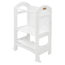 Joyz - 2 In 1 Lernturm Für Kinder Ab 1 Jahr, Montessori Lernstuhl Mit Tafel, Weiß, Aus Holz, Tritthocker Verwandelbar In Kindertisch Und -stuhl, 