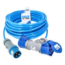 Kalle Verlängerungskabel Cee 230v 16a 2,5mm² 2-fach Kupplung Extreme Blau Ip44 10 Meter