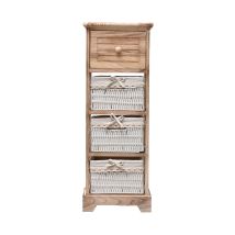 Mobili Rebecca - Rebecca Mobili Cajonera 1 Cajon 3 Cestas Madera Mimbre Rustico 81x30x27