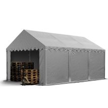 Toolport Lagerzelt 4x6 M Industriezelt Unterstand Pvc Plane 750 N Grau Mit Bodenrahmen Und Dachverstärkung