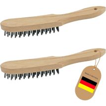 Lot De 2 Brosses Métalliques 3 Rangées 27 Cm Manche Bois