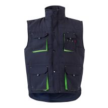 205902 Gilet Imbottito Bicolore Multitasche Colore Blu Navy E Verde Lime Taglia M - Velilla