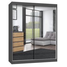Paolo - Armario Con 2 Puertas Correderas - 2 Espejos - L. 160 Cm - Dormitorio Vestidor Con 2 Puertas