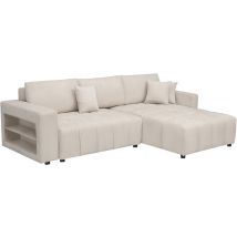 Sofá Cama Esquinero 3 Plazas En Tejido De Chenilla - "trocadero" - Beige