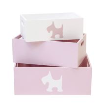 Dog Set 3 Cajas De Madera 15x40x28/13x35x23/11x30x18cm
