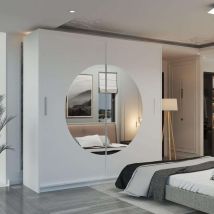 Sliding Wardrobes 4u - Mandarin Double Sliding Mirror Door Wardrobe -white 203cm