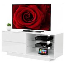 Homeology - Gallus High Gloss White With 2-white Drawers & 3-shelf 32'-55' Led/ Oled / Lcd Tv Cabinet