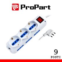 Multipresa 9pos Bipasso + Bipasso/schuko Spina16a +interr.
