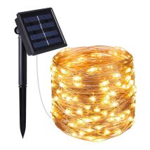 Solar-Lichterkette 400 Mikro-LEDs 41,9m Warmweißes Licht 8 Beleuchtungsmodi IP44 UV-beständig
